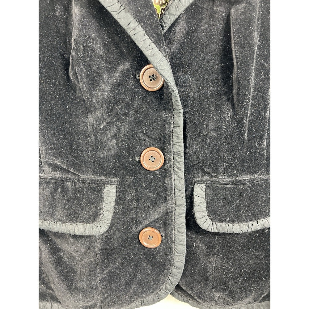 Boden Women';s Jacket Size 12 Black Velvet Long Sleeve Dark Romantic Whimsygoth - Picture 5 of 13